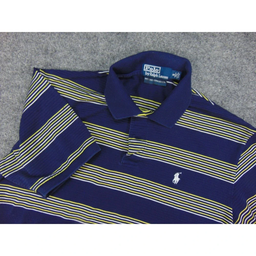 Polo Ralph Lauren Polo Mens Small Moisture Management‎ Blue Striped Preppy Golf